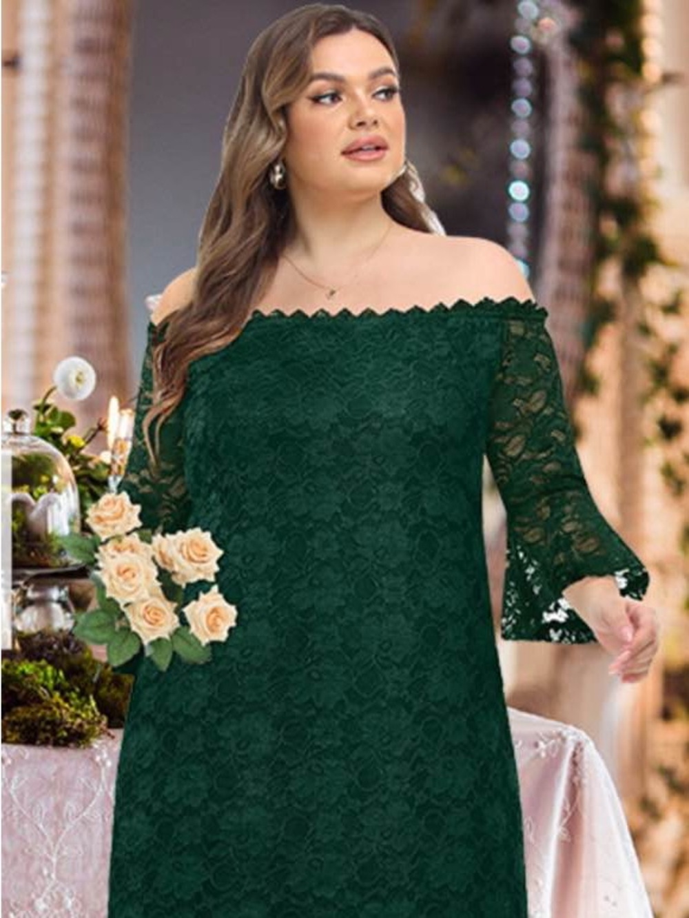 Dress Lace Cold Shoulder Pinup  Fashion Lace Cocktail Dress - Green